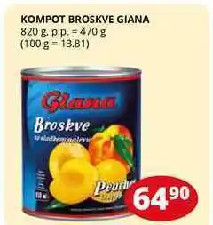Flop Kompot broskve giana 820 g. p.p. = 470 g nabídka