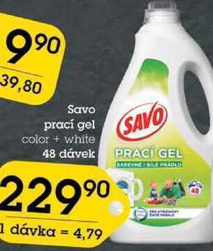 Jip Savo prací gel color + white 48 dávek nabídka