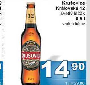 Jip Krušovice královská 12 světlý ležák 0,5l nabídka