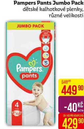 Teta Pampers pants jumbo pack dětské kalhotkové plenky, různé velikosti nabídka