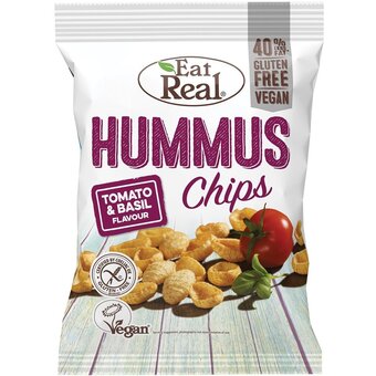 Eat real hummus chips rajče a bazalka