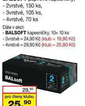 Barvy a laky drogerie Balsoft, papírové kapesníčky, 2 vrstvé, 150 ks nabídka