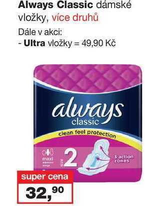 Barvy a laky drogerie Always classic dámské vložky, více druhů nabídka