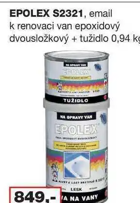Barvy a laky drogerie Epolex s2321, email k renovaci van epoxidový dvousložkový + tužidlo 0,94 kg nabídka