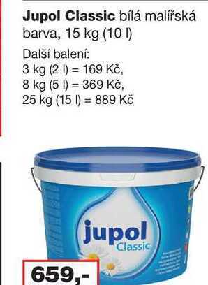 Barvy a laky drogerie Jupol classic bílá malířská barva, 15 kg nabídka