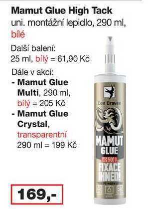 Barvy a laky drogerie Mamut glue high tack uni. montážní lepidlo, 290 ml, bílé nabídka