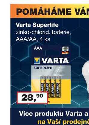 Barvy a laky drogerie Varta superlife zinko-chlorid. baterie, aaa/aa, 4 ks nabídka