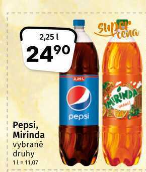 Coop Pepsi, mirinda vybrané druhy 2,25l nabídka