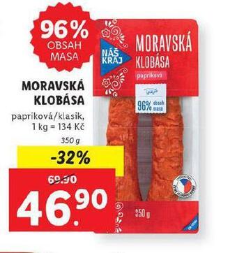 Lidl Moravská klobása nabídka