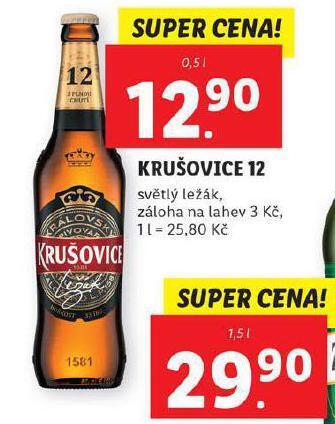 Lidl Pivo krušovice 12 královský ležák nabídka