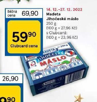 Tesco Madeta jihočeské máslo nabídka