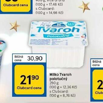 Tesco Milko tvaroh polotučný nabídka