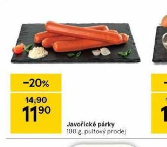 Tesco Javořické párky nabídka