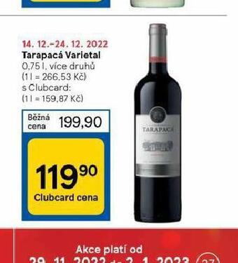 Tesco Tarapacá varietal nabídka