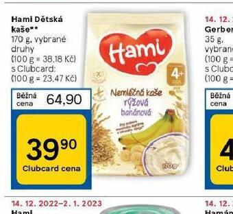Tesco Hami dětská kaše nabídka