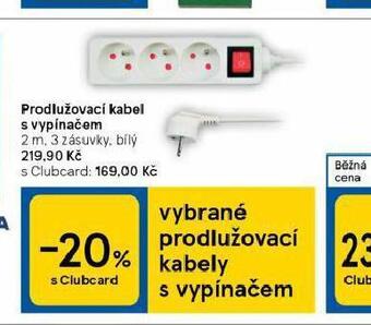 Tesco Prodlužovací kabel s vypínačem nabídka