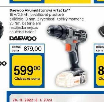 Tesco Daewoo akumulátorová vrtačka nabídka