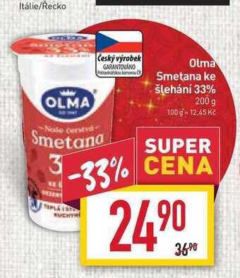 Billa Olma smetana ke šlehání 33% 200 g nabídka