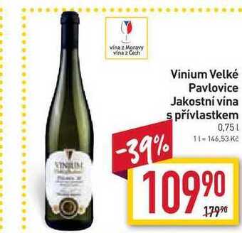 Billa Vinium velké pavlovice jakostní vína s přívlastkem 0,75l nabídka