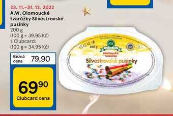 Tesco A.w. olomoucké tvarůžky silvestrovské pusinky 200 g nabídka