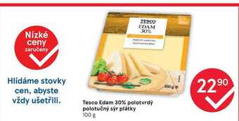 Tesco Tesco edam 30% polotvrdý polotučný sýr plátky 100 g nabídka