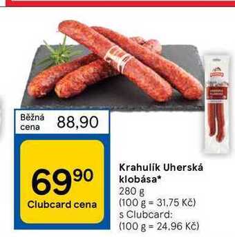 Tesco Krahulik uherská klobása* 280 g nabídka