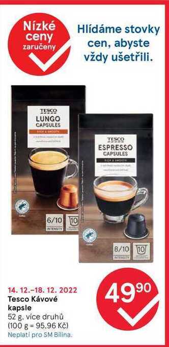 Tesco Tesco kávové kapsle 52 g nabídka