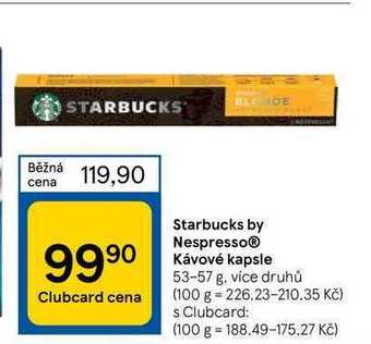Tesco Starbucks by nespresso® kávové kapsle 53-57 g nabídka