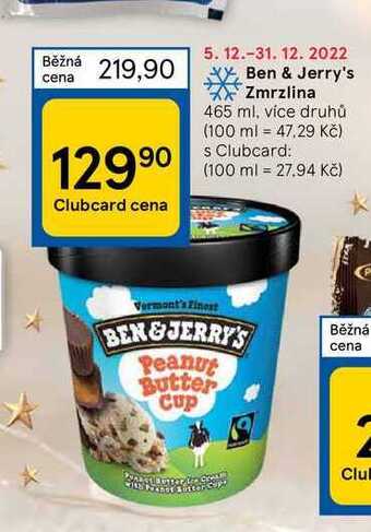 Tesco Ben & jerry's zmrzlina 465 ml nabídka