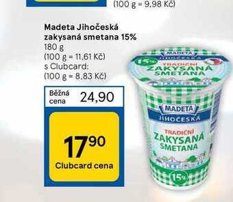 Tesco Madeta jihočeská zakysaná smetana 15% 180 g nabídka