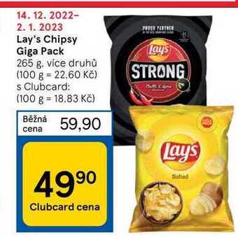 Tesco Lay's chipsy giga pack 265 g nabídka