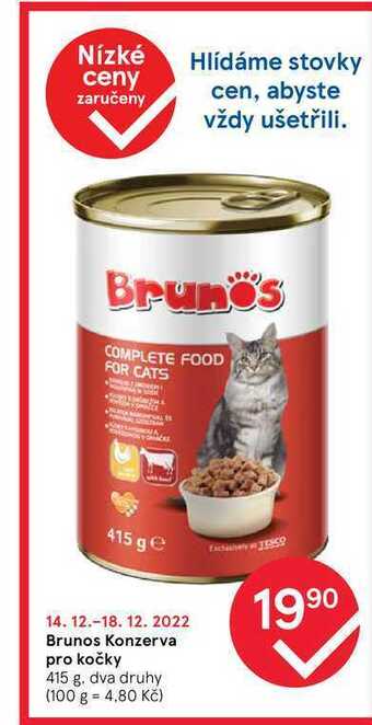 Tesco Brunos konzerva pro kočky 415 g nabídka