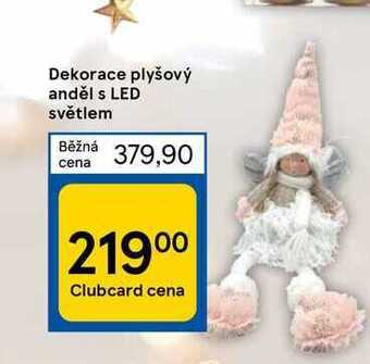 Tesco Dekorace plyšový anděl s led světlem nabídka