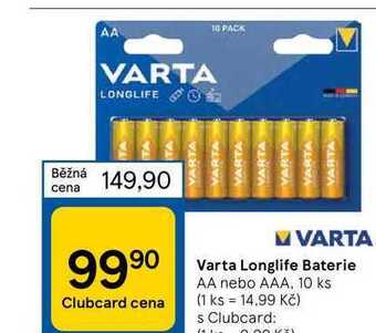 Tesco Varta longlife baterie nabídka
