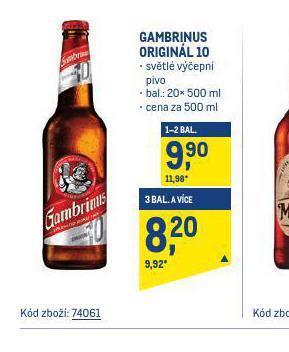 Makro Pivo gambrinus originál nabídka