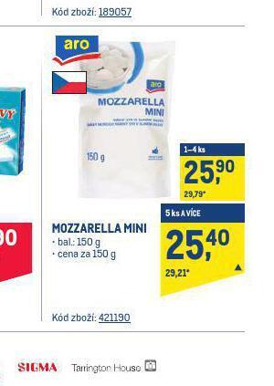Makro Mozzarella mini nabídka