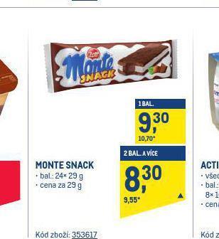 Makro Monte snack nabídka