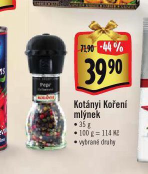 Albert Kotányi koření mlýnek nabídka