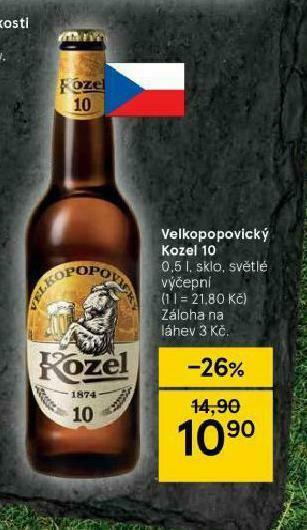 Tesco Pivo velkopopovický kozel nabídka