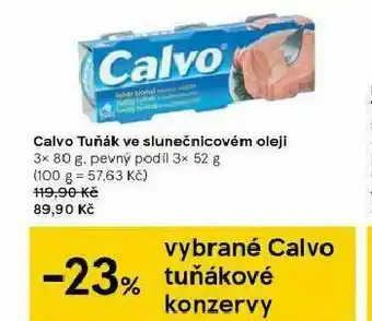Tesco Calvo tuňák slunečnicový olej nabídka