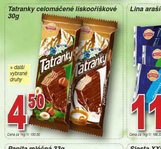 Tatranky celomáčené lískooříškové
