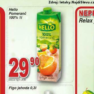 Lidl Hello pomeranč 100% nabídka