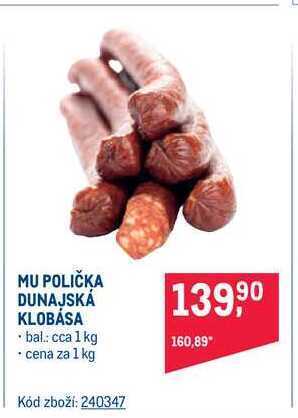 Makro Maso uzeniny polička dunajská klobása 1 kg nabídka