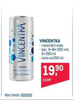 Makro Vincentka minerální voda plech 250 ml nabídka