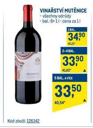 Makro Vinařství mutěnice víno 1l nabídka