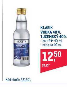 Makro Klasik vodka 40% / tuzemský 40% 40 ml nabídka