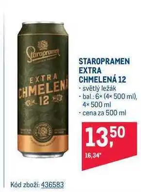 Makro Staropramen extra chmelená 12 světlý ležák plech 500 ml nabídka