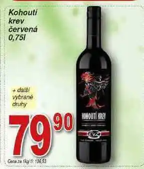 Hruška České vinařské závody kohoutí krev červená víno 0,75l nabídka