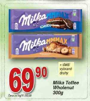 Hruška Milka toffee wholenut čokoláda 300g nabídka