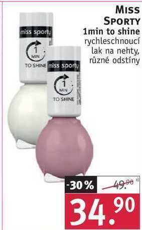 Rossmann Miss sporty 1min to shine rychleschnoucí lak na nehty nabídka